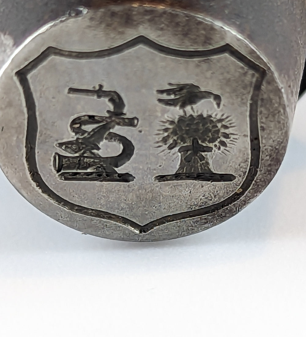 19thC Ebony and Steel Crest Pocket Seal - ROOKE, Kent