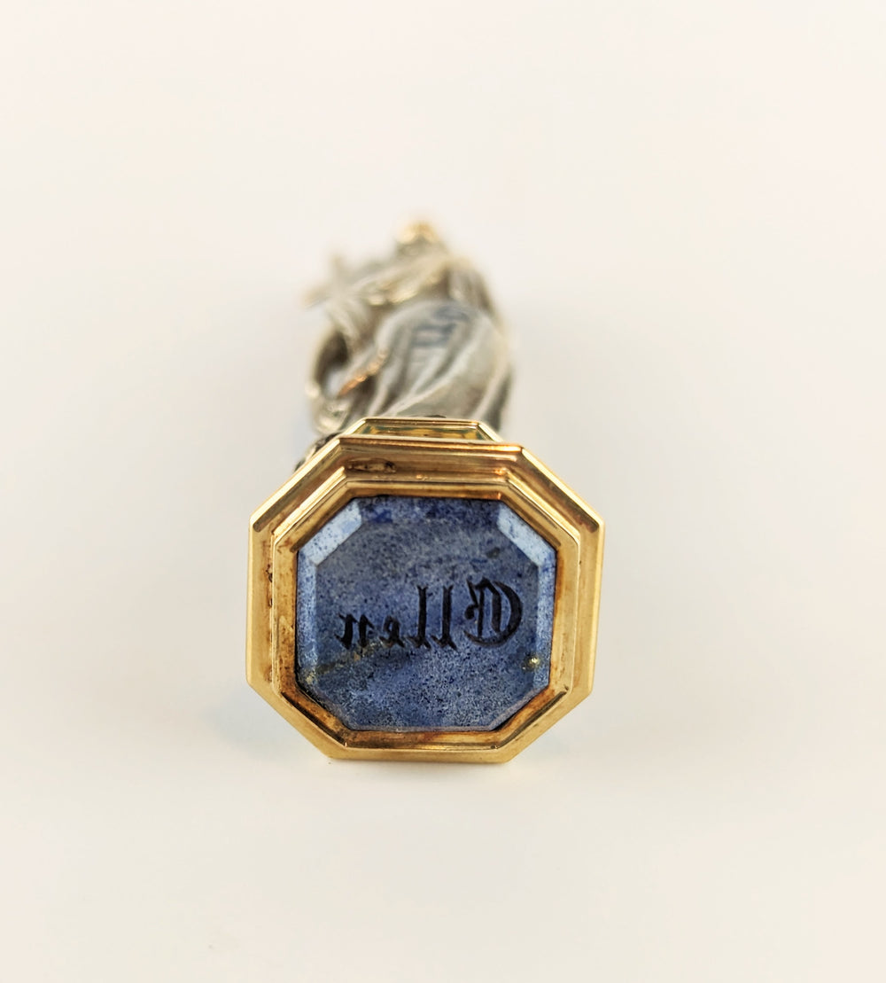 Silver, Gold, Enamel & Lapis Lazuli Desk Seal