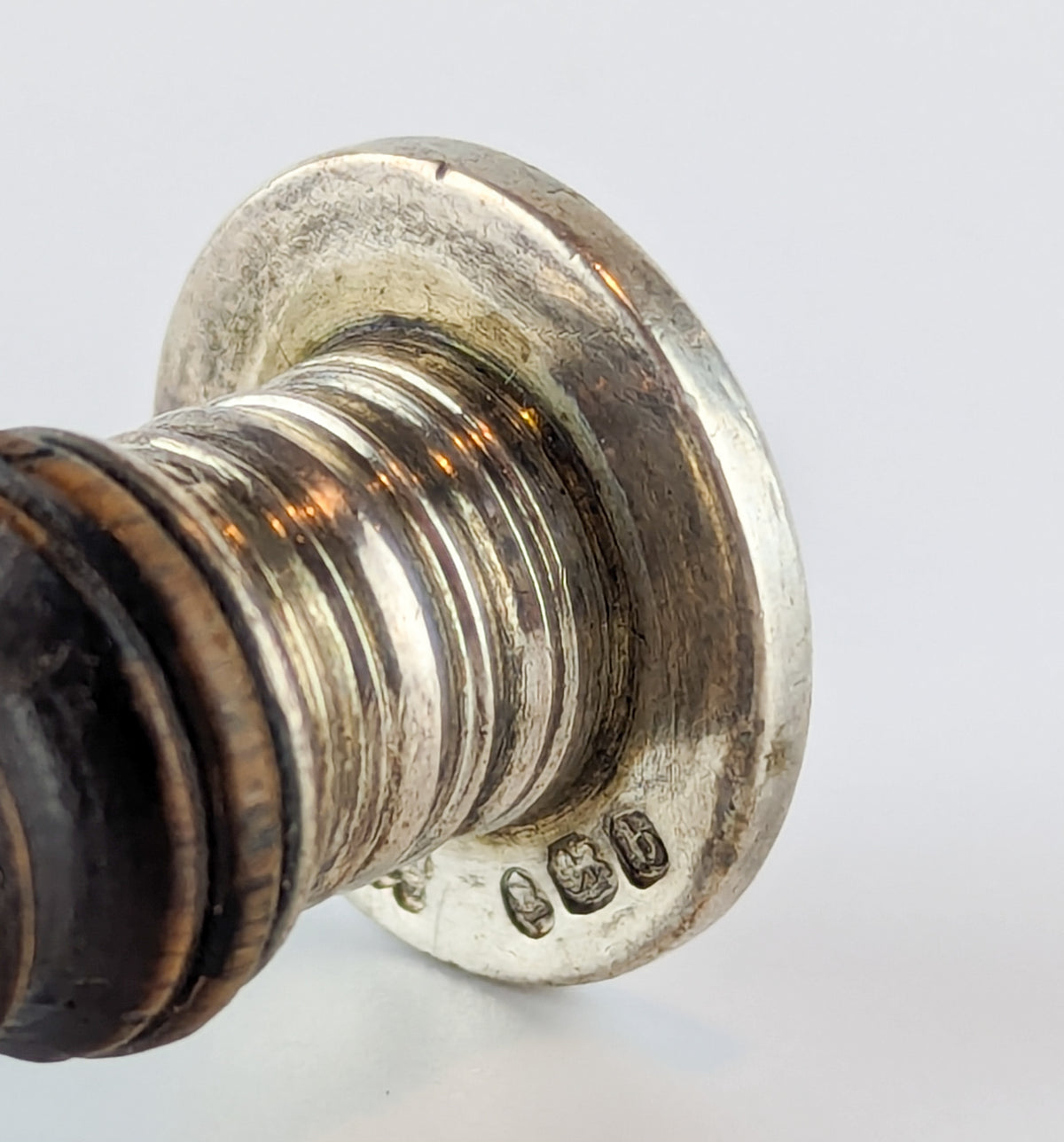 Silver hallmarks on antique wax seal matrix