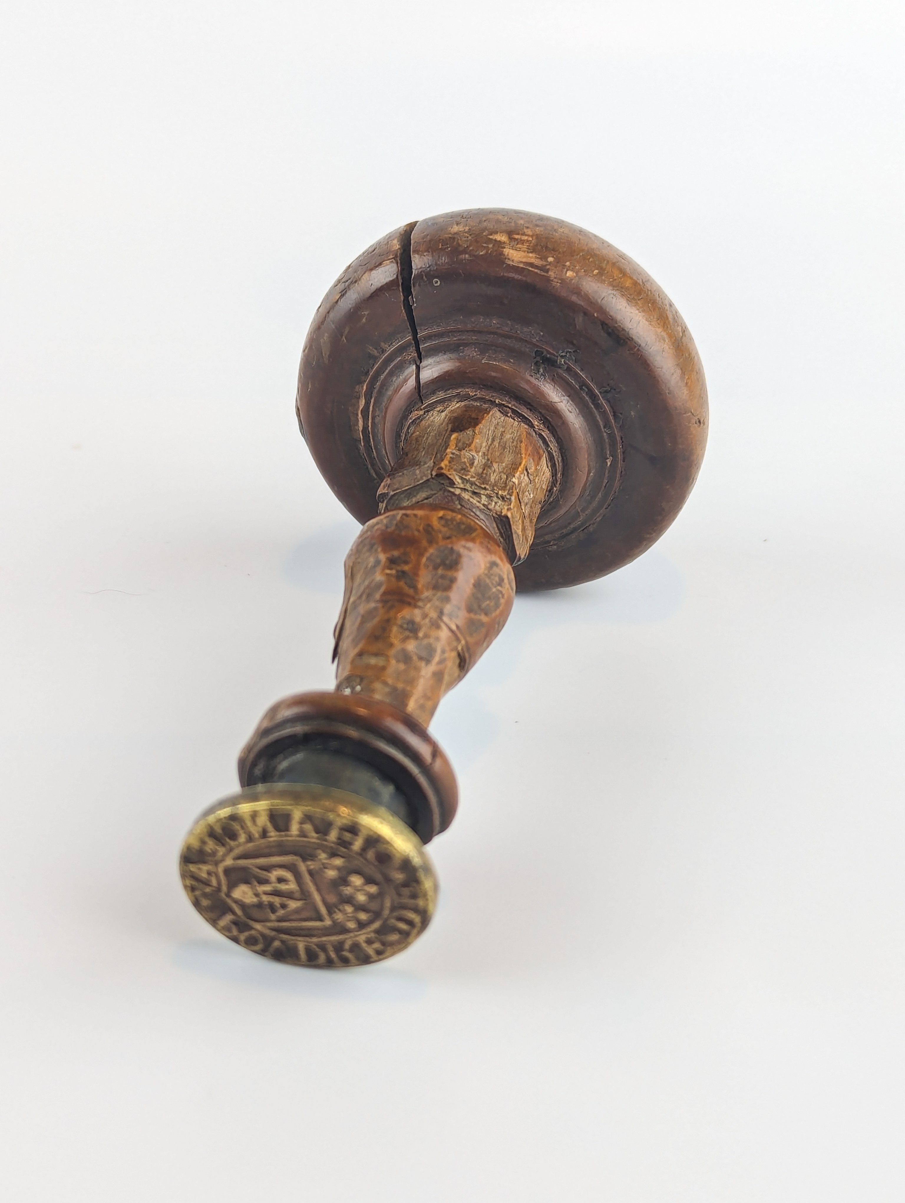 Full length of French brass desk stamp