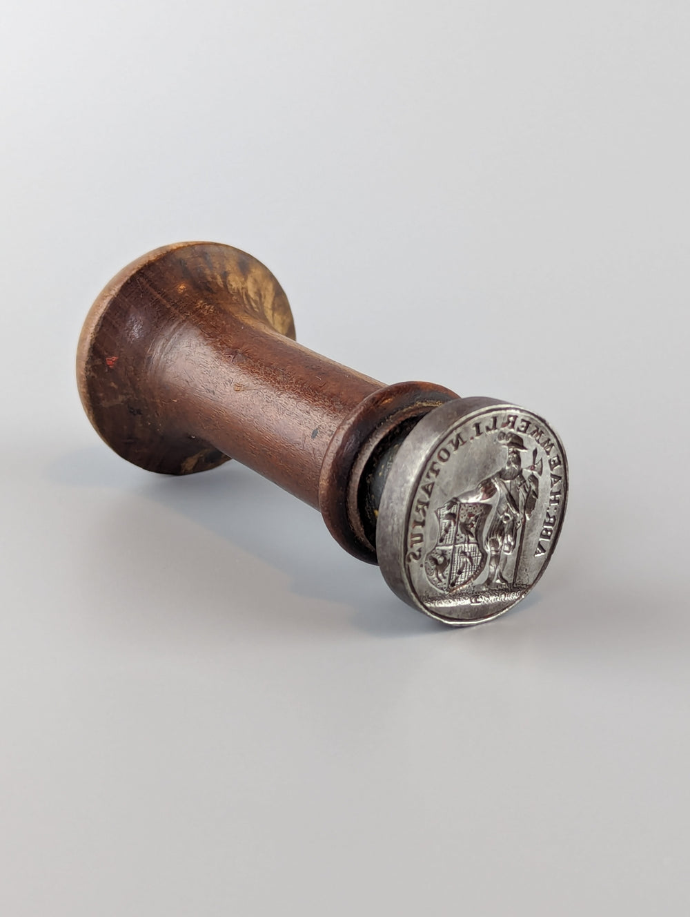 18thc Continental Wood Steel Personal Notary Desk Seal