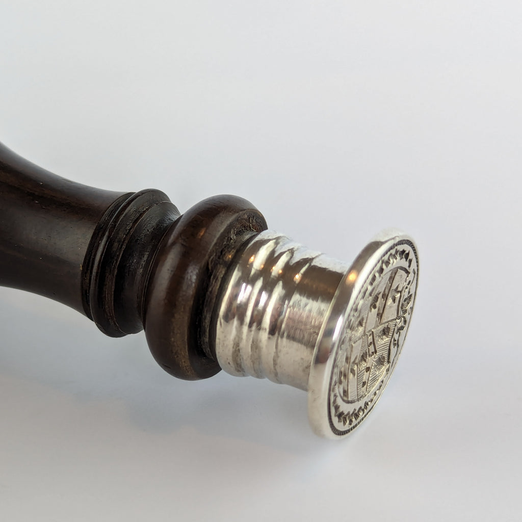 Fine c1810 English Labernum and Silver Armorial Desk Seal - GRIFFITH