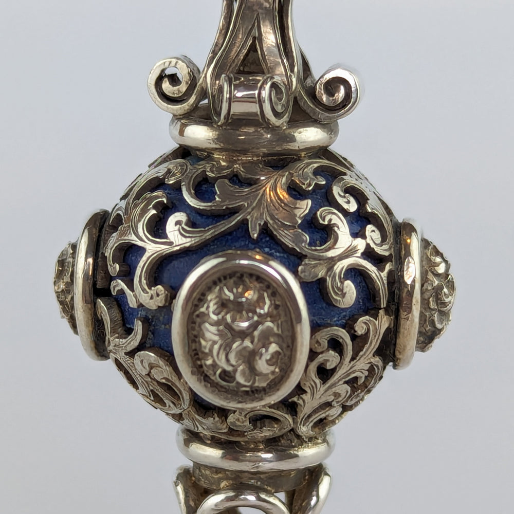 19thC Continental Lapis & Silver Double Matrices Count's Armorial Desk Seal