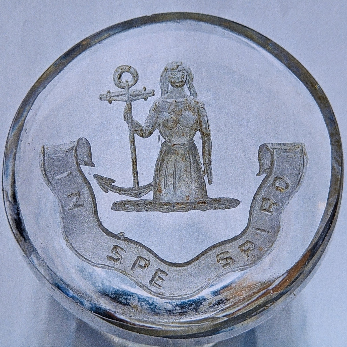 19thC Crystal Crest + Motto Desk Seal - Tharp family, Cambridgeshire