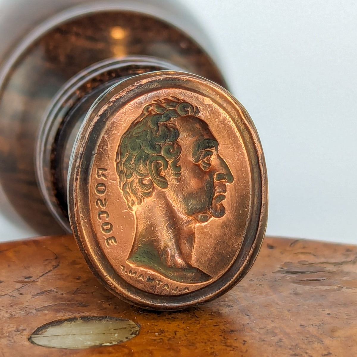 c1831 Mahogany Copper Desk Seal - William ROSCOE