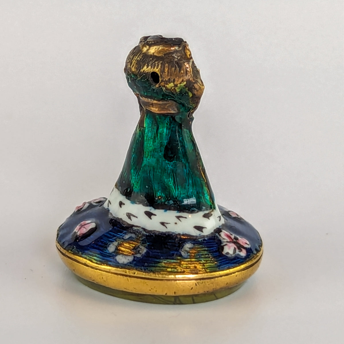 19thC Enamel and Hardstone Figurine Engraved Bust Fob Seal - Homer