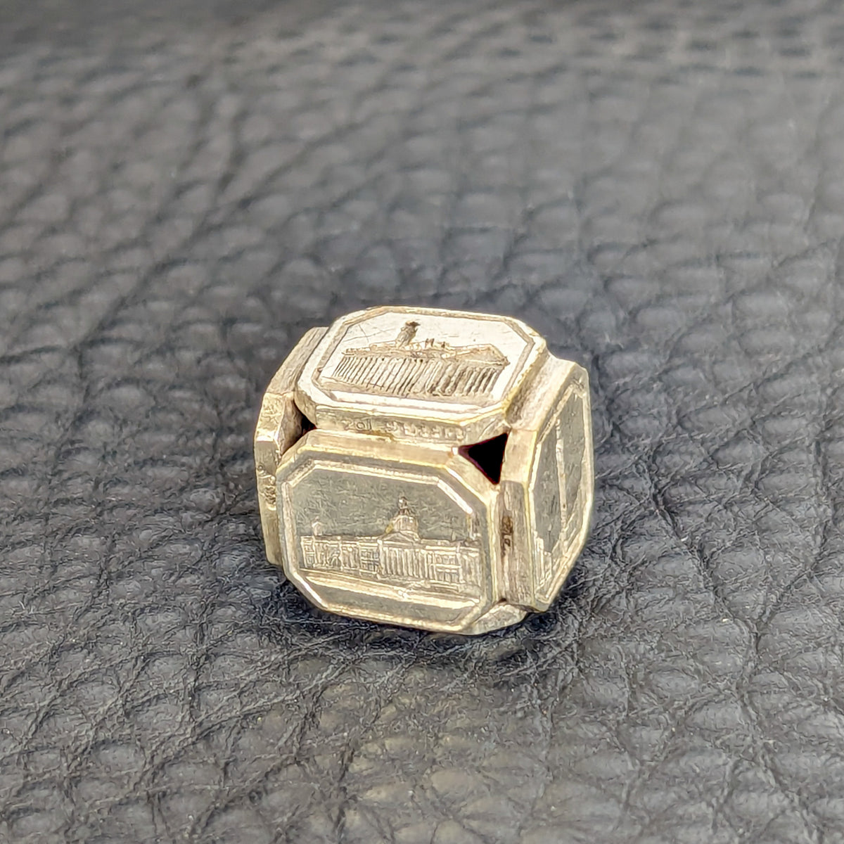 c1840 Marked Silver Scenes of London Desk Seal Cube