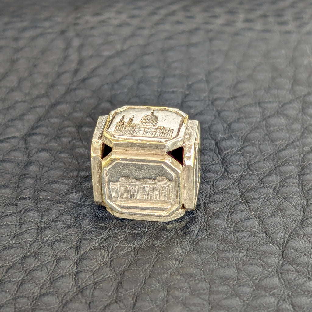 c1840 Marked Silver Scenes of London Desk Seal Cube