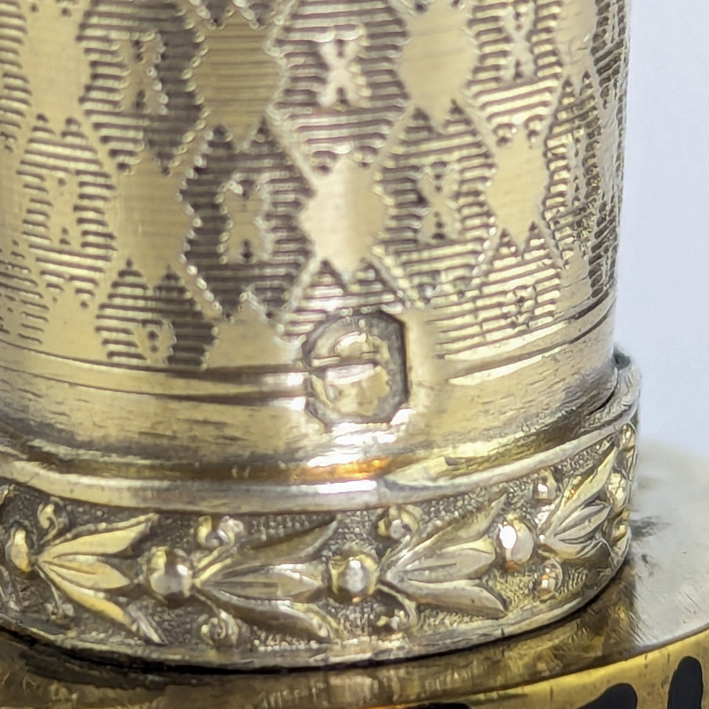 c1840 French Silver, Gilt, Brass, Rubies and Citrine Armorial Desk Seal