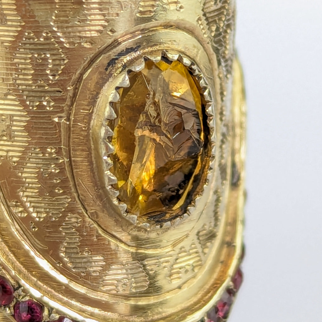 c1840 French Silver, Gilt, Brass, Rubies and Citrine Armorial Desk Seal
