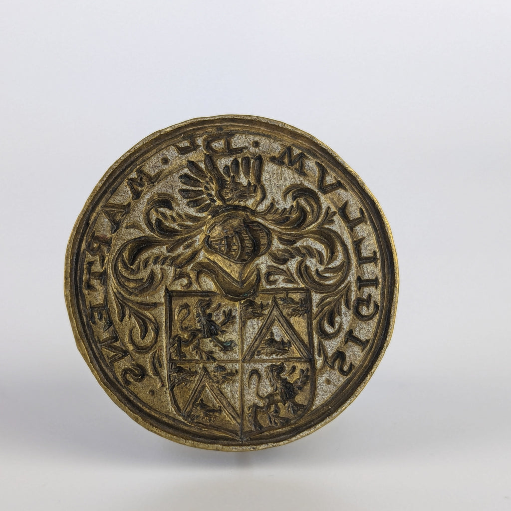 Closeup of bronze wax seal