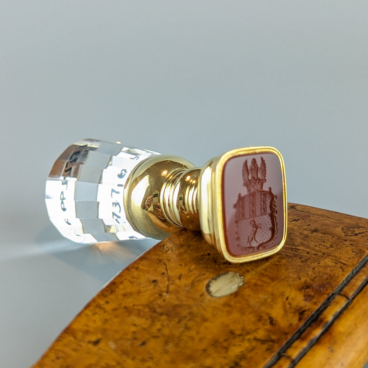 Matrix showing armorial on gold & crystal wax seal