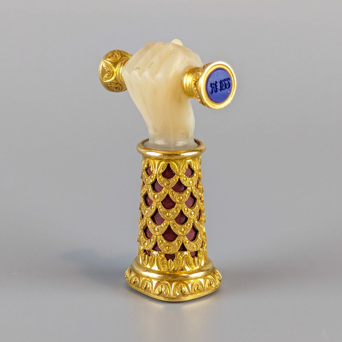 19thC Gold, Mother-o-Pearl & Hardstone "Hand" Desk Wax Seal
