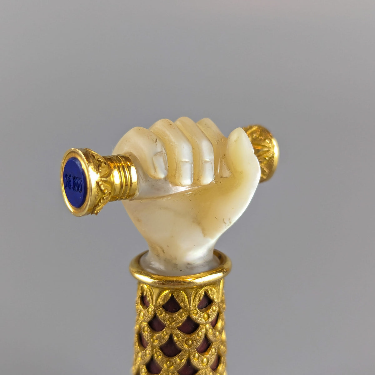 19thC Gold, Mother-o-Pearl & Hardstone "Hand" Desk Wax Seal