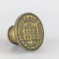 Large brass wax seal 18th century showing armorial