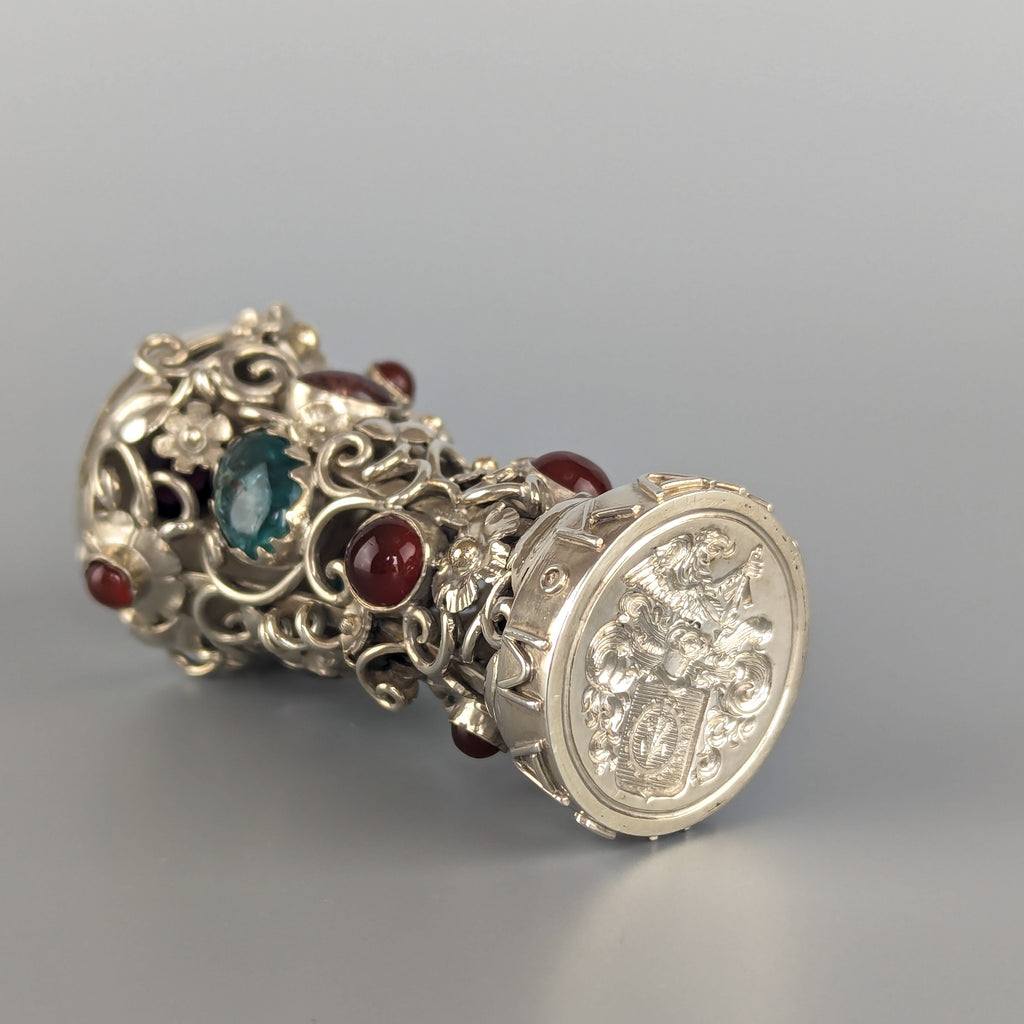 c1935 Antique Silver and Hardstones Personal Desk Wax Seal - Dr. Karl Anklam