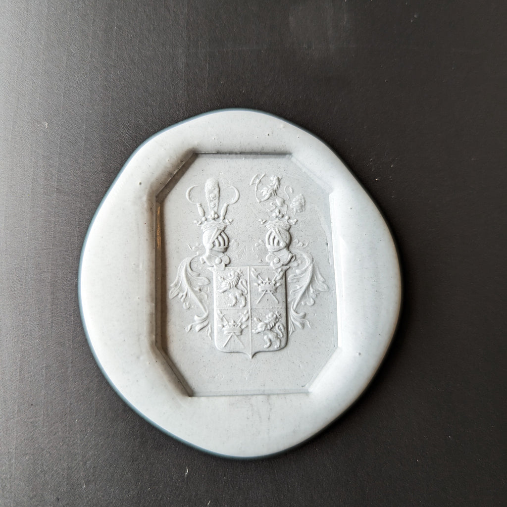 Wax impression of antique seal showing armorial