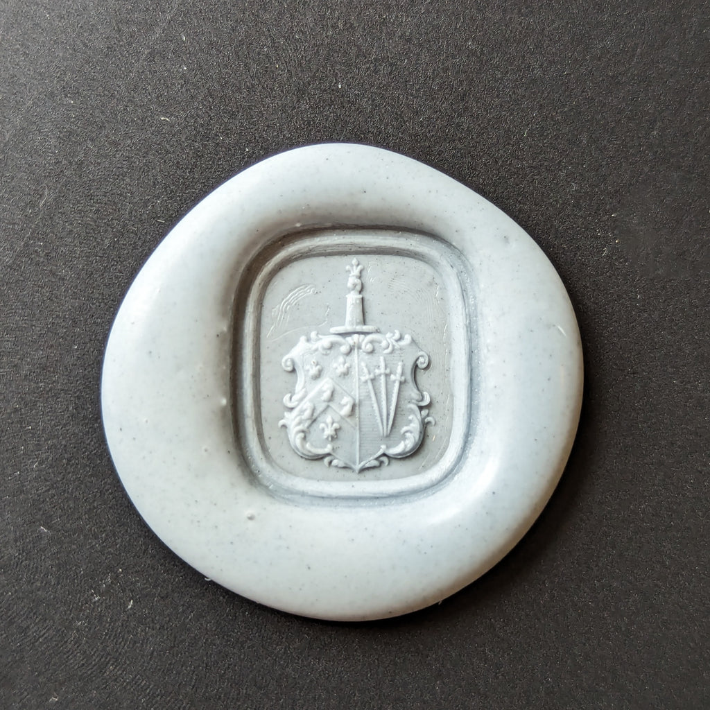 Wax impression of matrix for Mother of pearl and gold hand wax seal