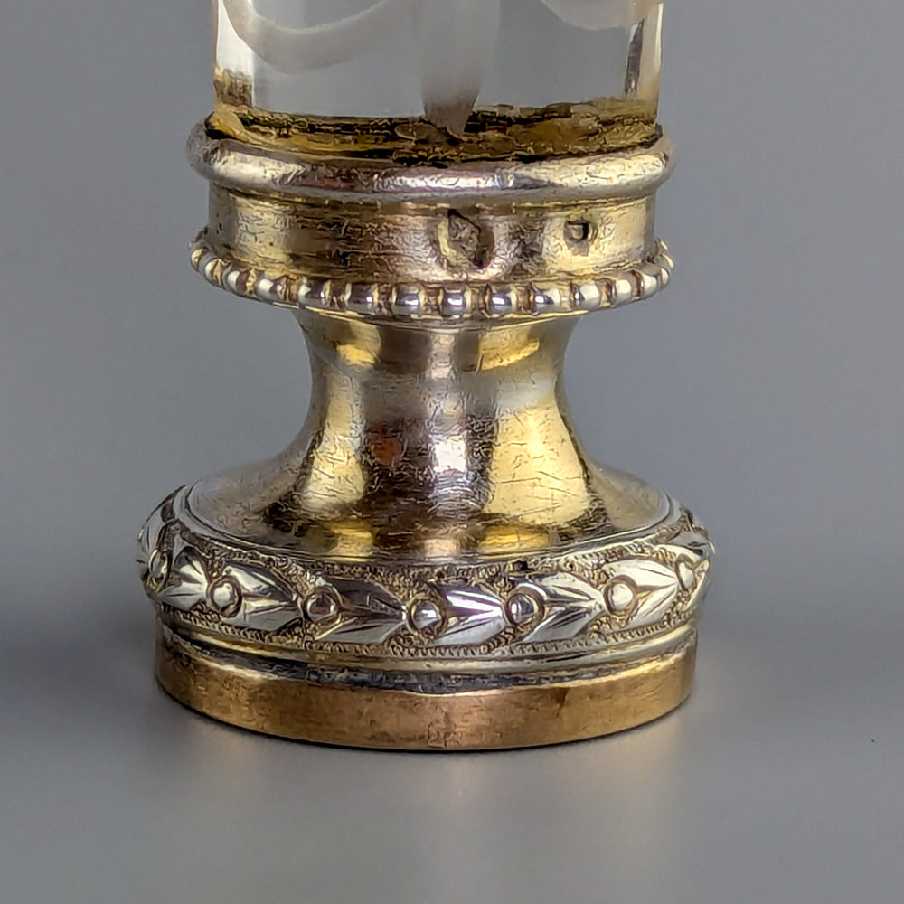 Early 20thC French Crystal, Gilt and Brass Armorial Desk Wax Seal