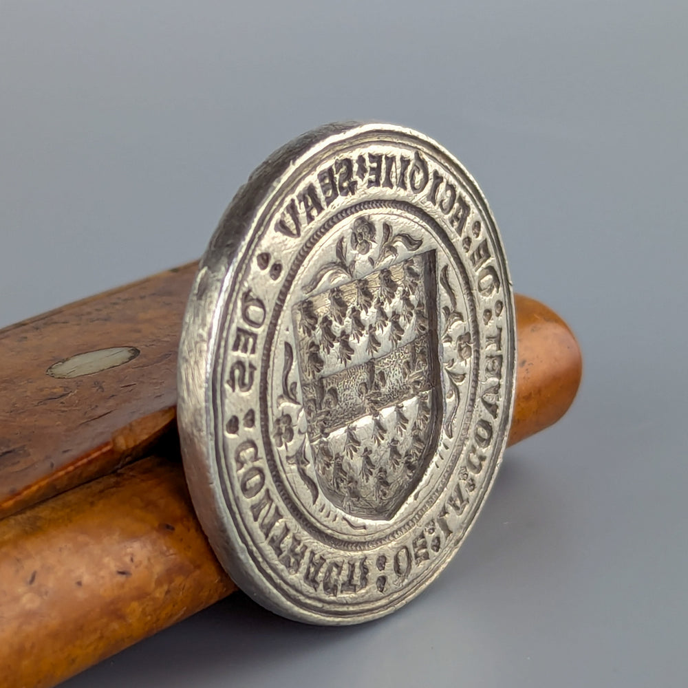 Early French Silver Royal Court of ACIGNE Desk Wax Seal