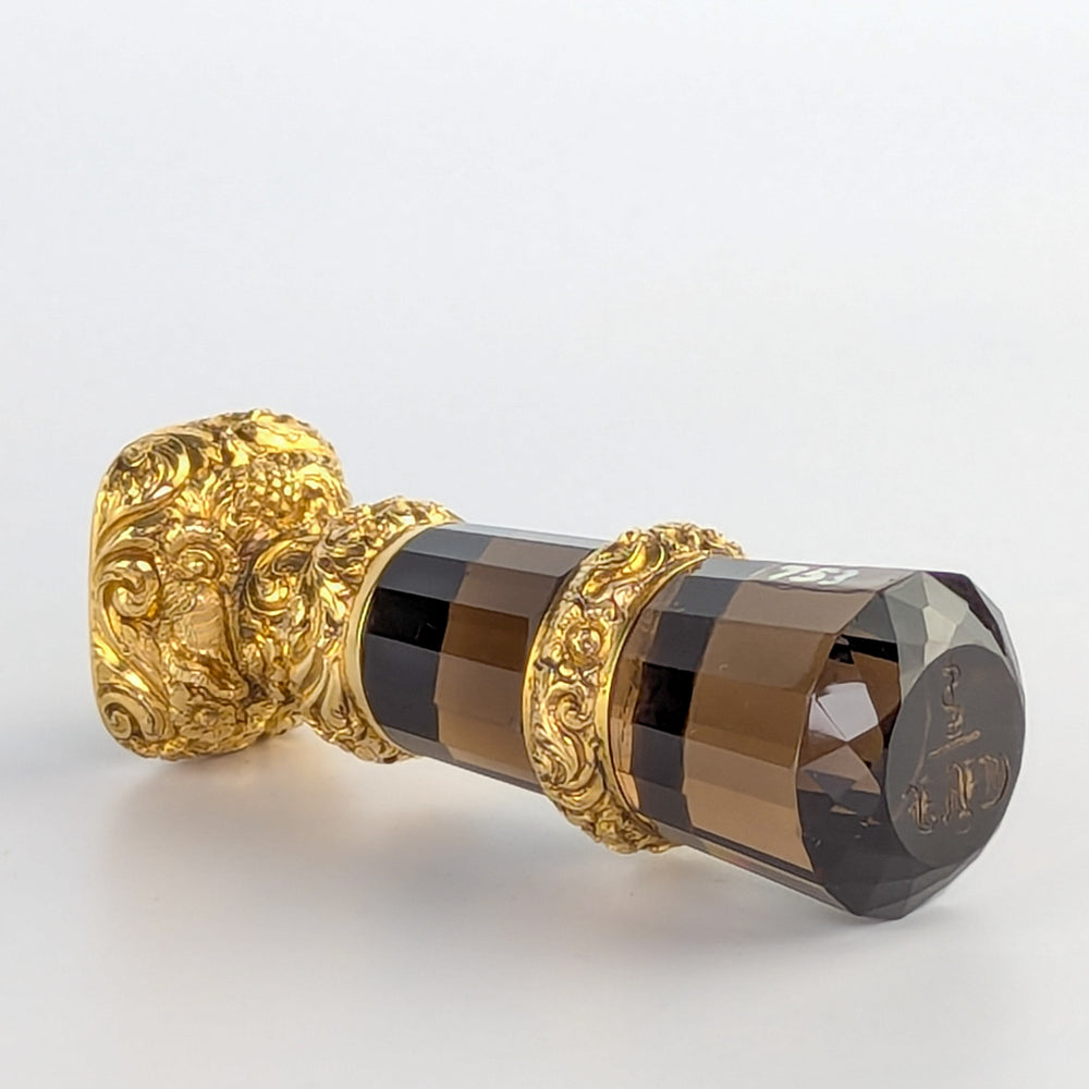 An Early 19th Century Smoky Quartz and Gold Desk Seal, Circa 1815