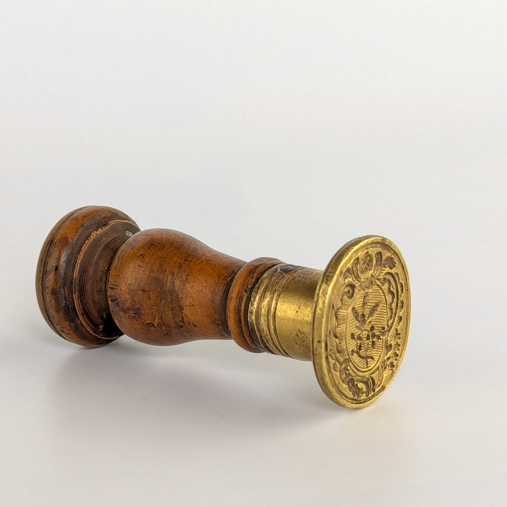 French 18thC Wood Brass Desk Seal