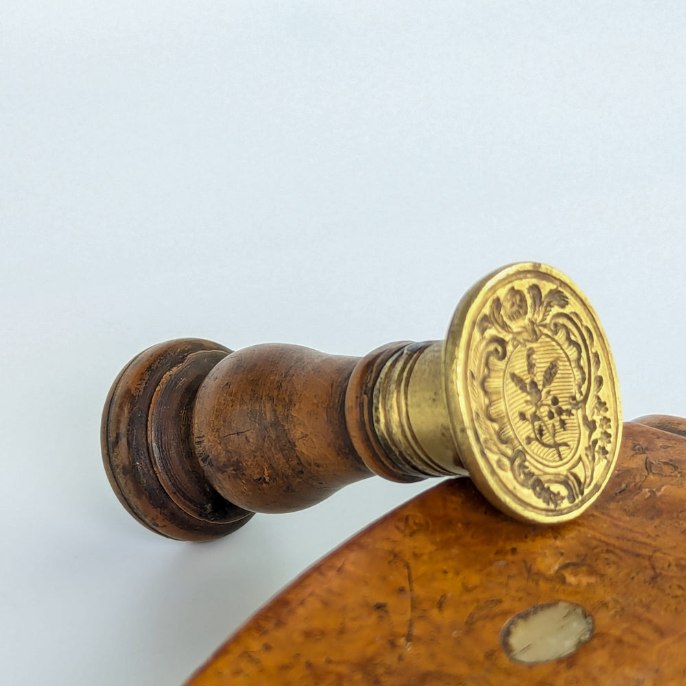 French 18thC Wood Brass Desk Seal