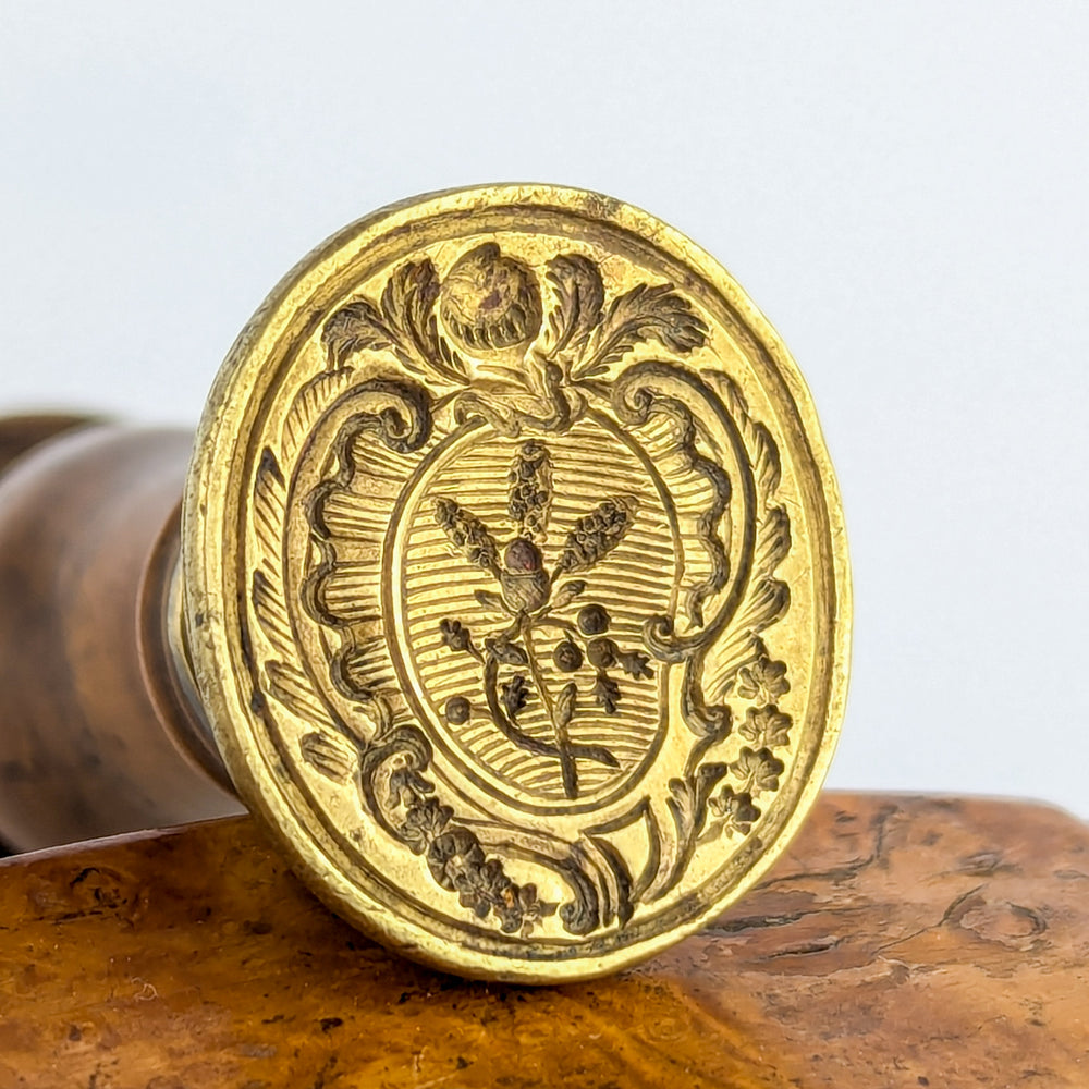 French 18thC Wood Brass Desk Seal