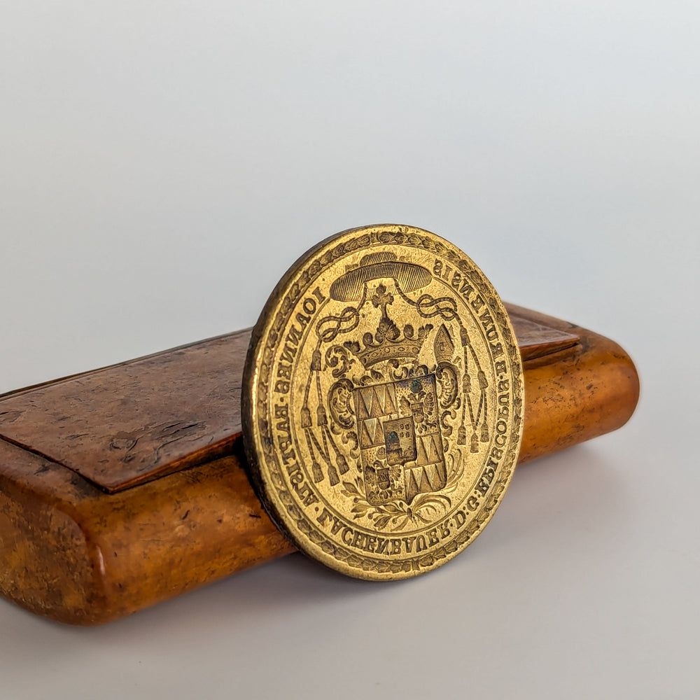 18thC Brass Bishop Armorial Desk Seal