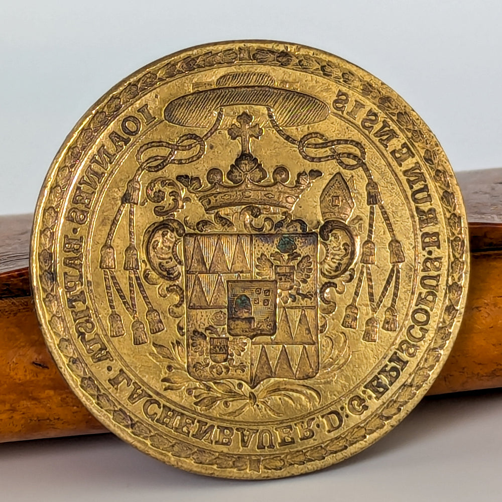 18thC Brass Bishop Armorial Desk Seal