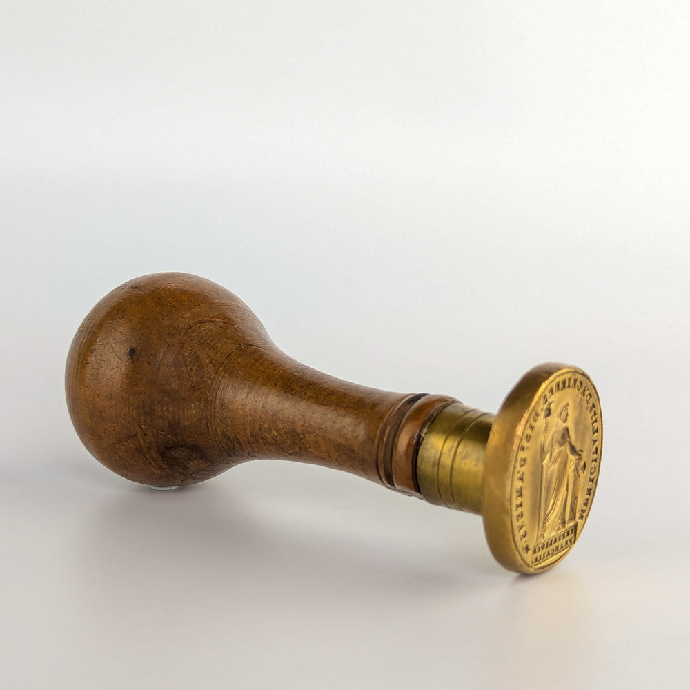 19thC French Wood Brass Revolutionary Period Town Desk Seal - AMIENS