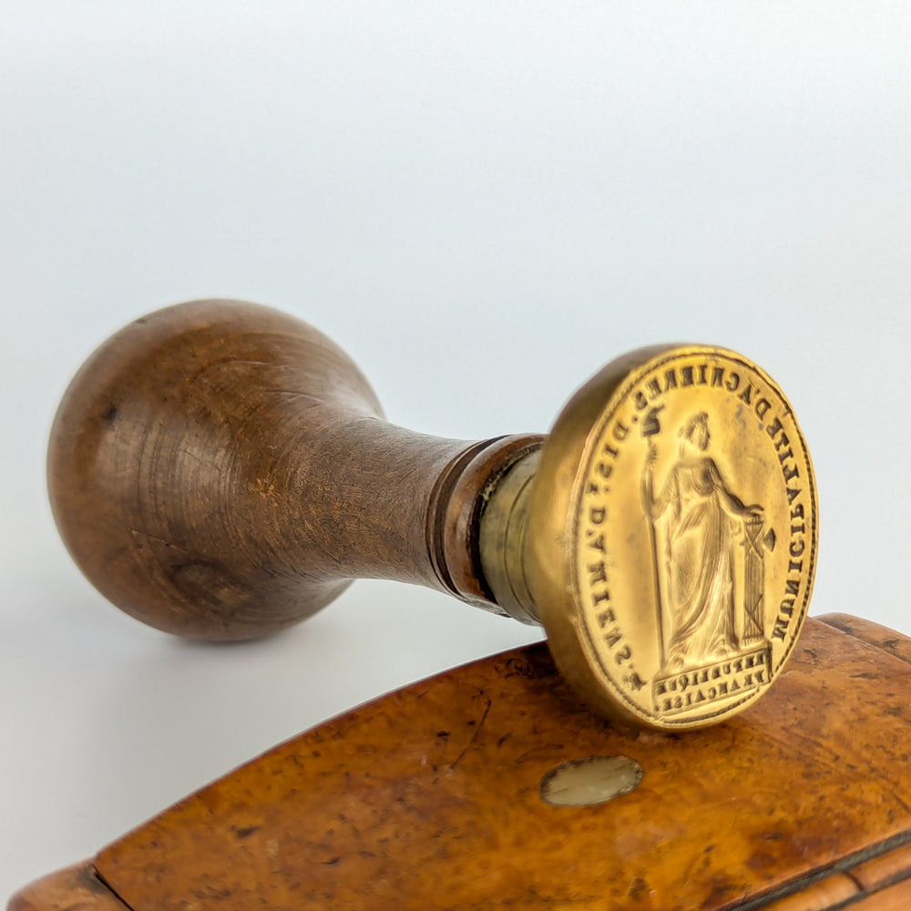 19thC French Wood Brass Revolutionary Period Town Desk Seal - AMIENS