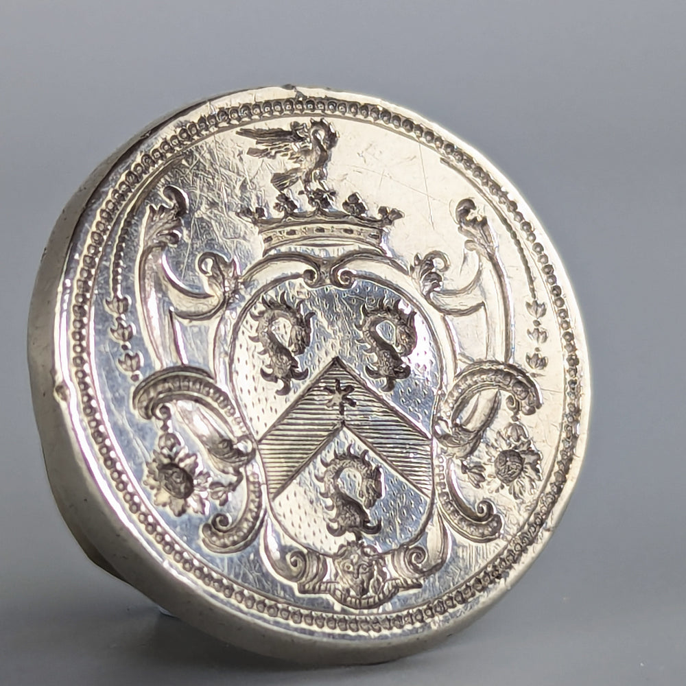 18thC Continental Silver Armorial Desk Wax Seal