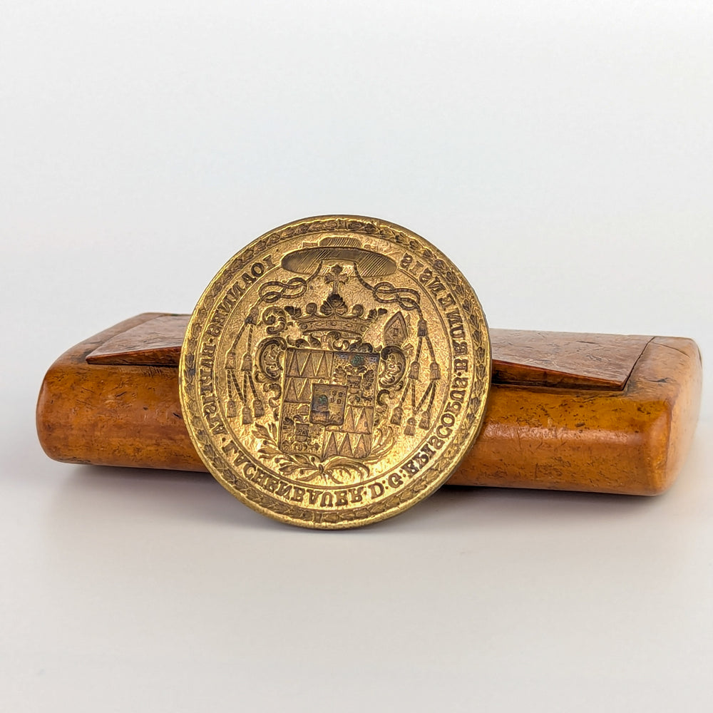 18thC Brass Bishop Armorial Desk Seal