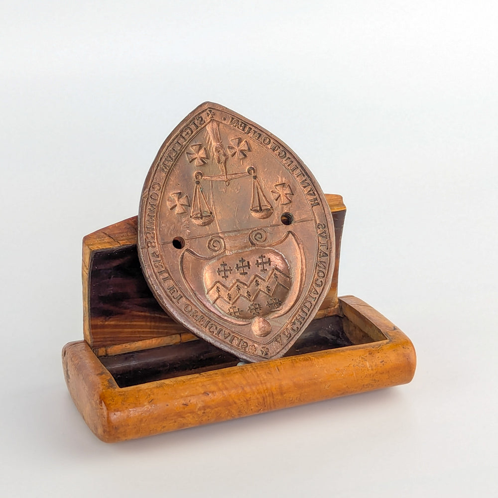 English Brass 19thC Archdeacon Desk Wax Seal - Huntingdon