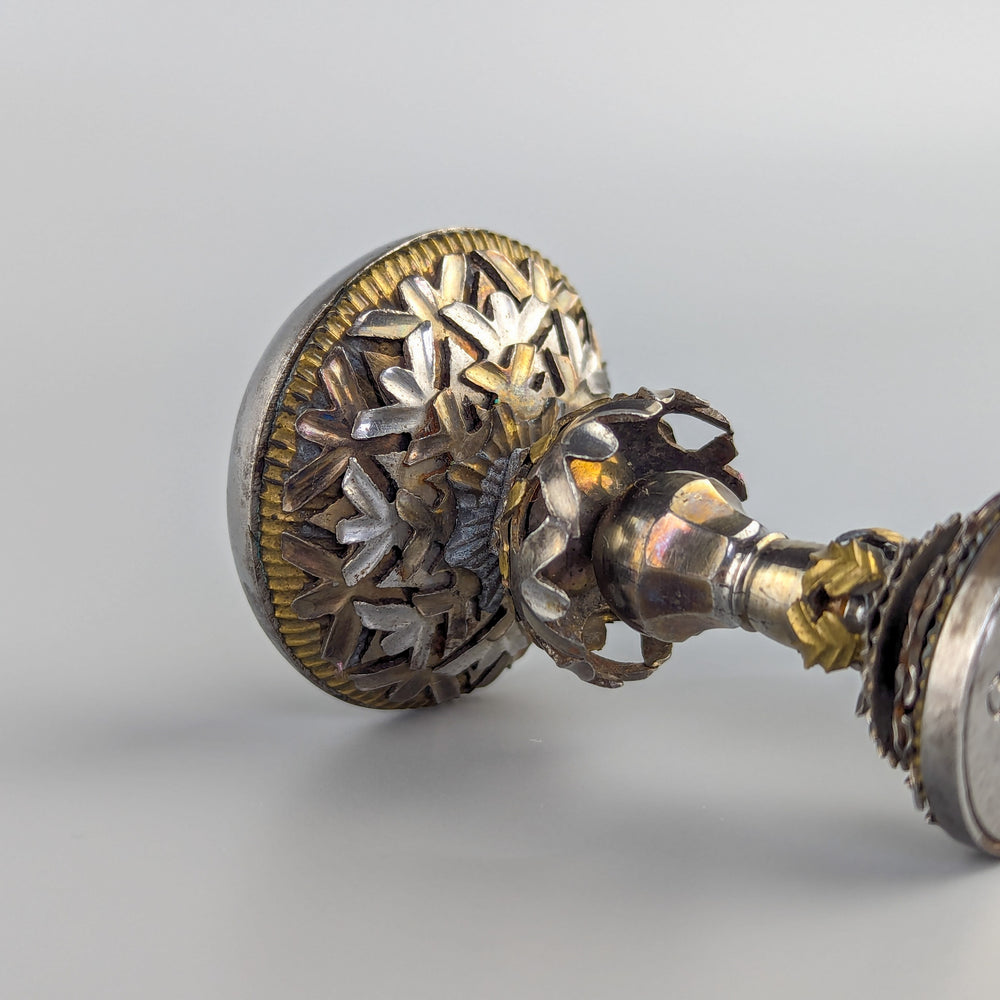 Late 19thC Polished Steel & Brass Cutwork Desk Seal