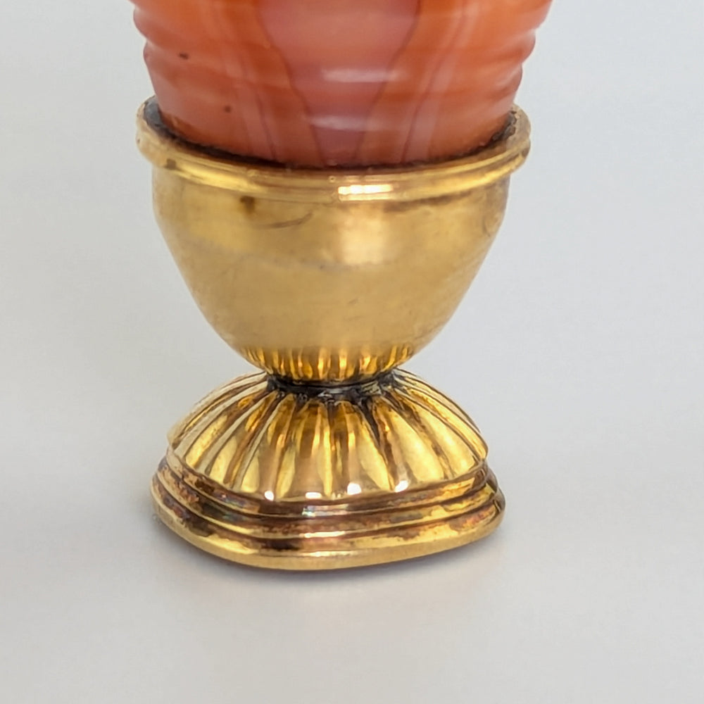 A Cased Agate, Gold Mount & Lapis Estate Desk Wax Seal