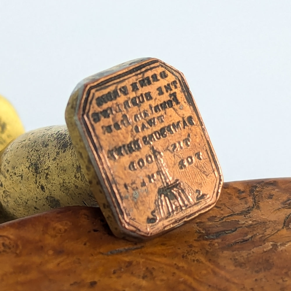 c1850 Irish Brass and Copper Desk Seal - Temperance Promoting!