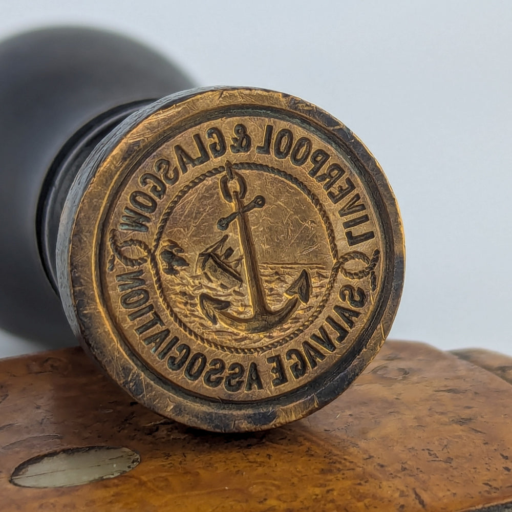 Hardwood & Brass Desk Seal - Liverpool & Glasgow Salvage Association