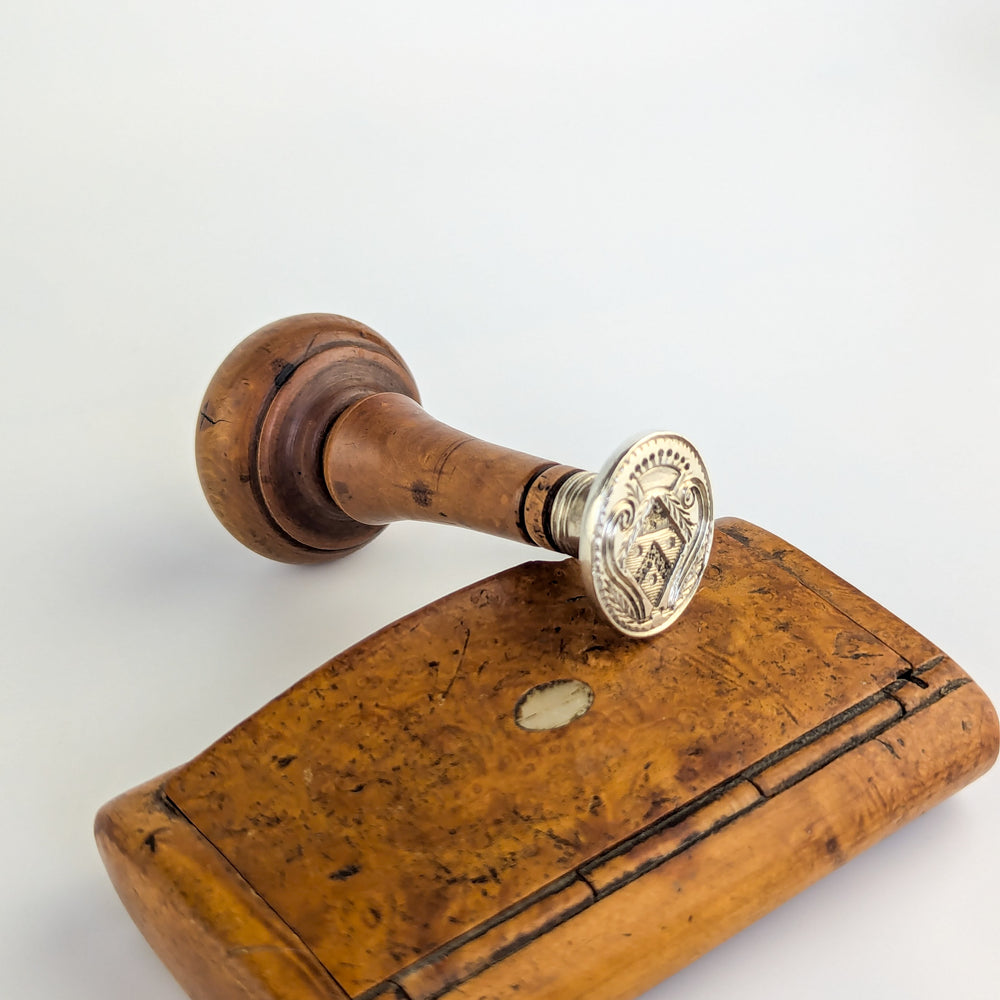 French 18thC Fruitwood & Silver Count's Armorial Desk Wax Seal