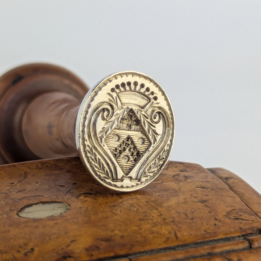 French 18thC Fruitwood & Silver Count's Armorial Desk Wax Seal