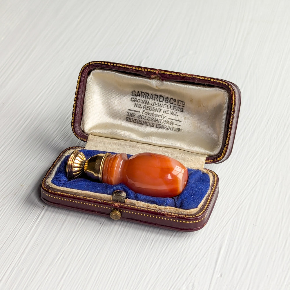 A Cased Agate, Gold Mount & Lapis Estate Desk Wax Seal