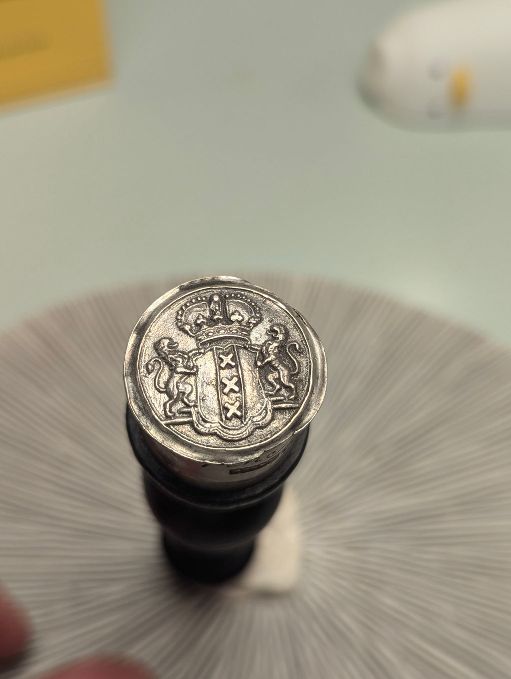 18thC Dutch Ebony & Silver Desk Notarial Seal Cap - Adrianus Lodewyk van Harpen