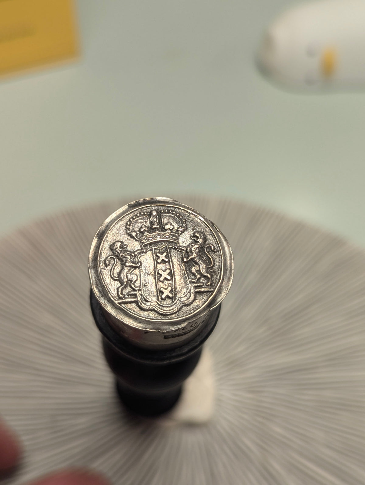 18thC Dutch Ebony & Silver Desk Notarial Seal Cap - Adrianus Lodewyk van Harpen
