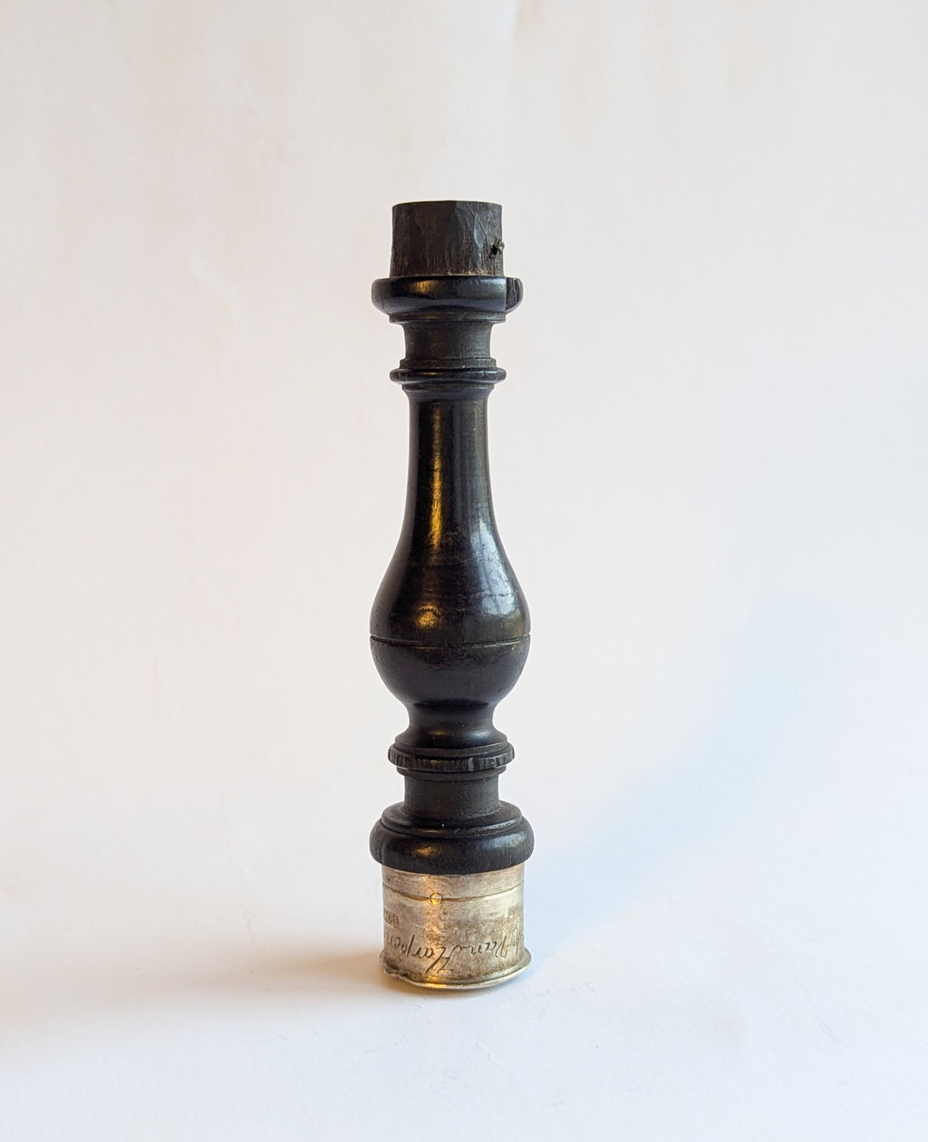 18thC Dutch Ebony & Silver Desk Notarial Seal Cap - Adrianus Lodewyk van Harpen
