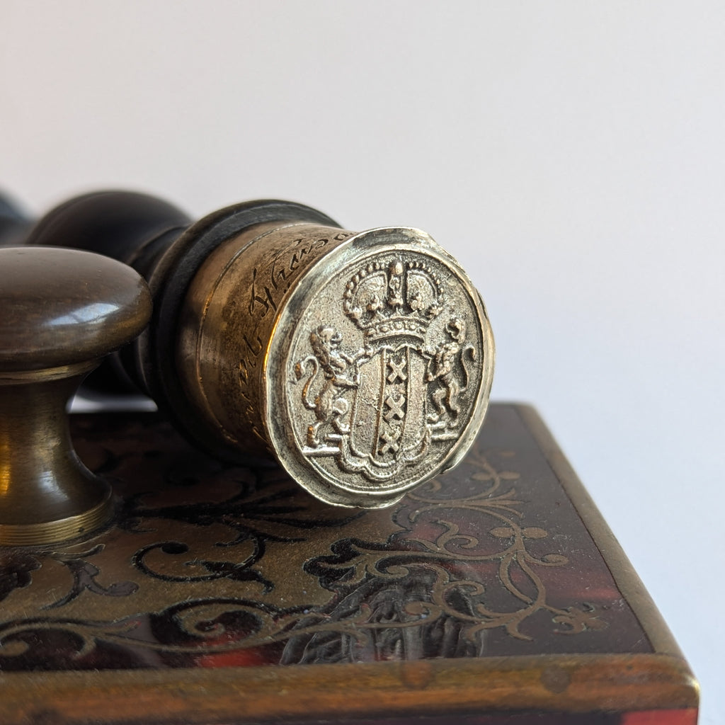 18thC Dutch Ebony & Silver Desk Notarial Seal Cap - Adrianus Lodewyk van Harpen