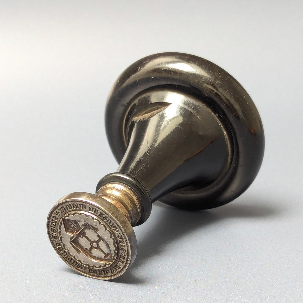 c1848 English Ebony & Steel Desk Wax Seal - Seal of Bishop William Ullathorne