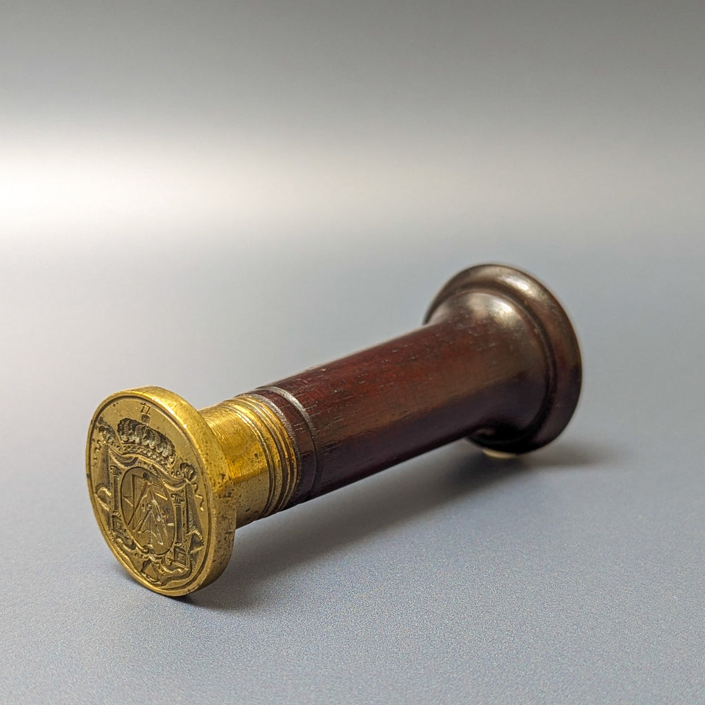 18thC Wood Brass Continental Masonic Desk Seal