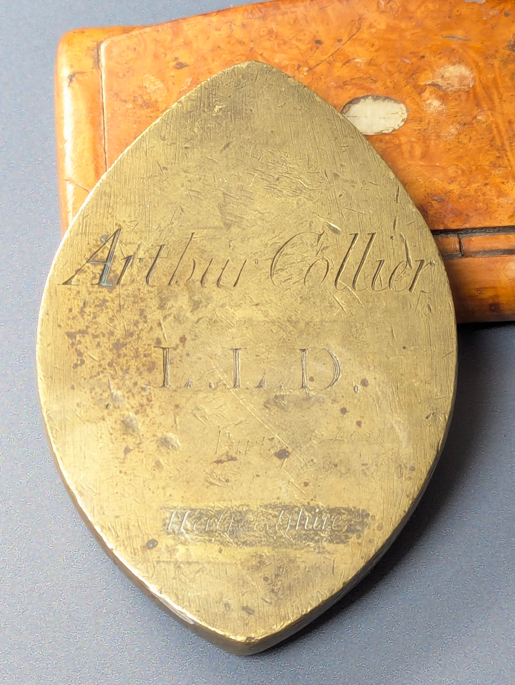 c1747 Brass Religious Desk Seal - Arthur Collier Sigillum Commissarij Huntingtoniae
