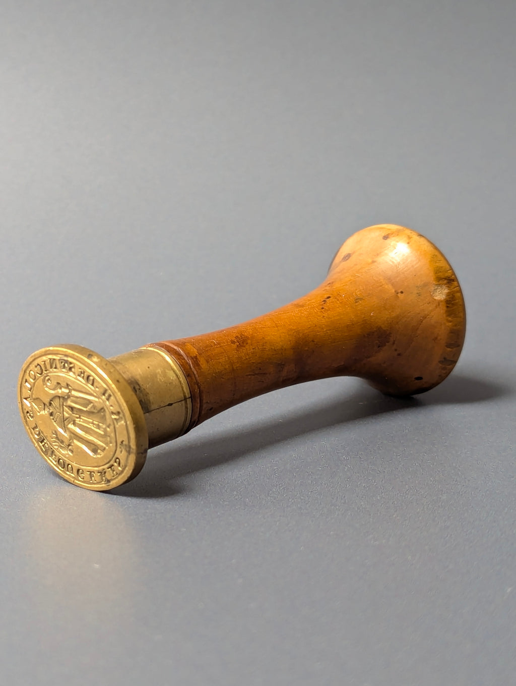 19thC French Wood Brass Desk Seal - Church of St Nicholas Fougeres